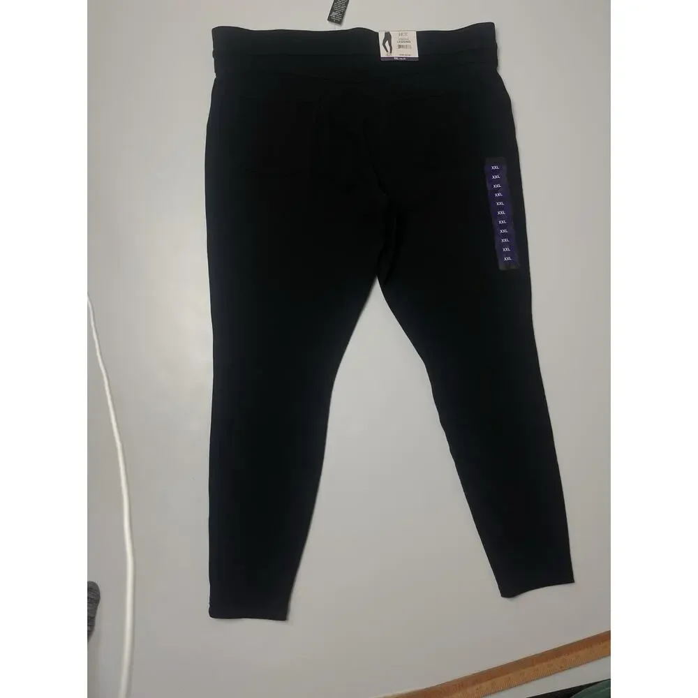 Hue Women's Yoga Stretch & Soft Wide Waistband Denim Leggings, True Black XXL‎